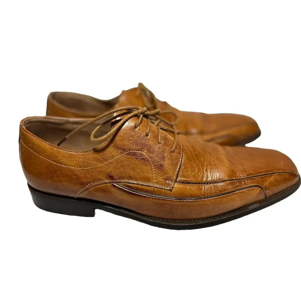 Mens “Fratelli Select” Leather Dress Oxford Shoe, Carmel Color, lace up,11 M
